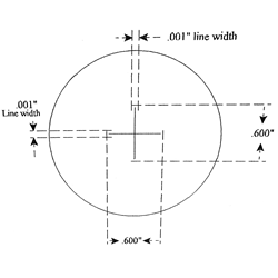 KR311A Solid line crossline reticle 0.600" line length and 0.001" line width.