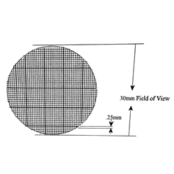KR467 Grid Reticle 0.25mm squares over 30mm Field of View.