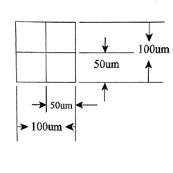 KR481 Grid Reticle 4 Squares 50um x 50um