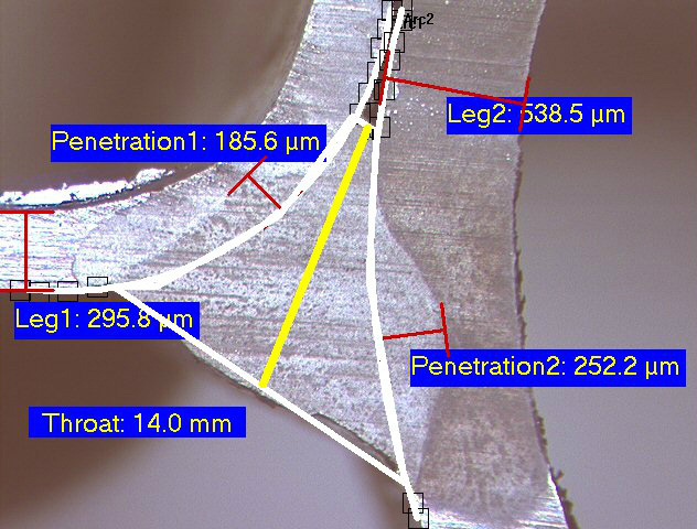 Tubing weld under the stereo microscope Tubing weld under the stereo microscope